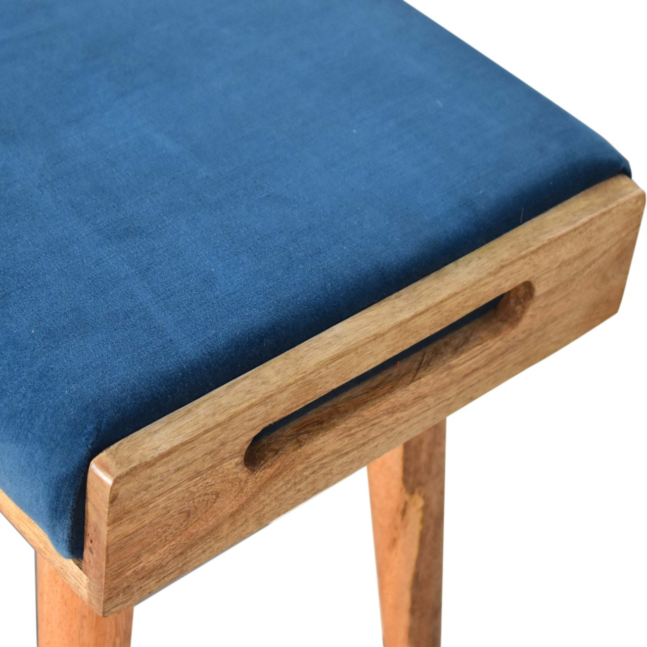 Teal Velvet Tray Style Footstool