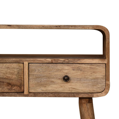 Mini Curved Oak-ish Console Table