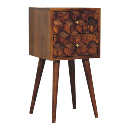 Mini Chestnut Cube 2 Drawer Bedside