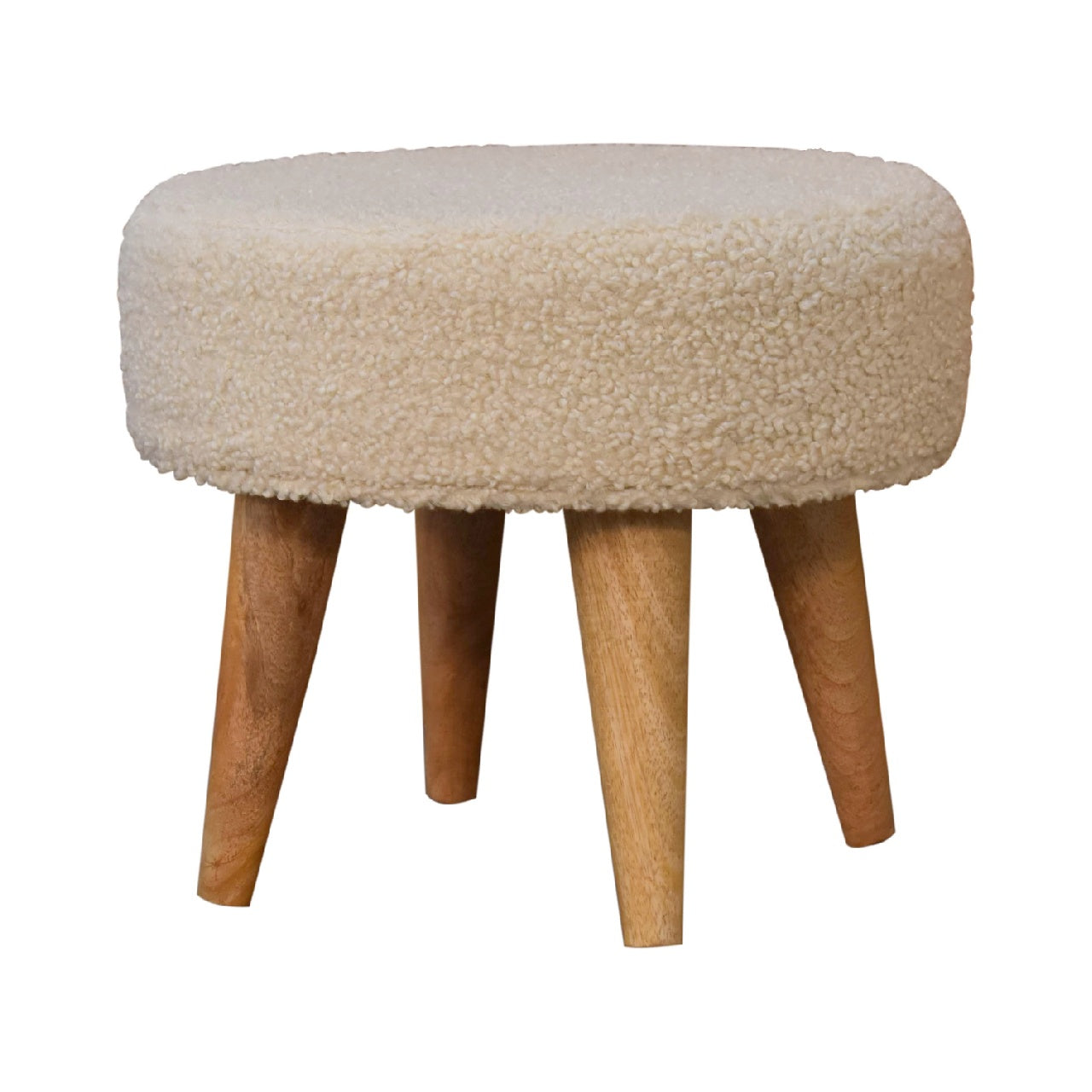 Cream Boucle Petite Footstool