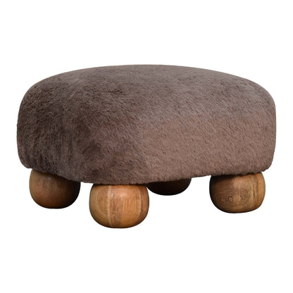 Mocha Faux Fur Nordic Footstool