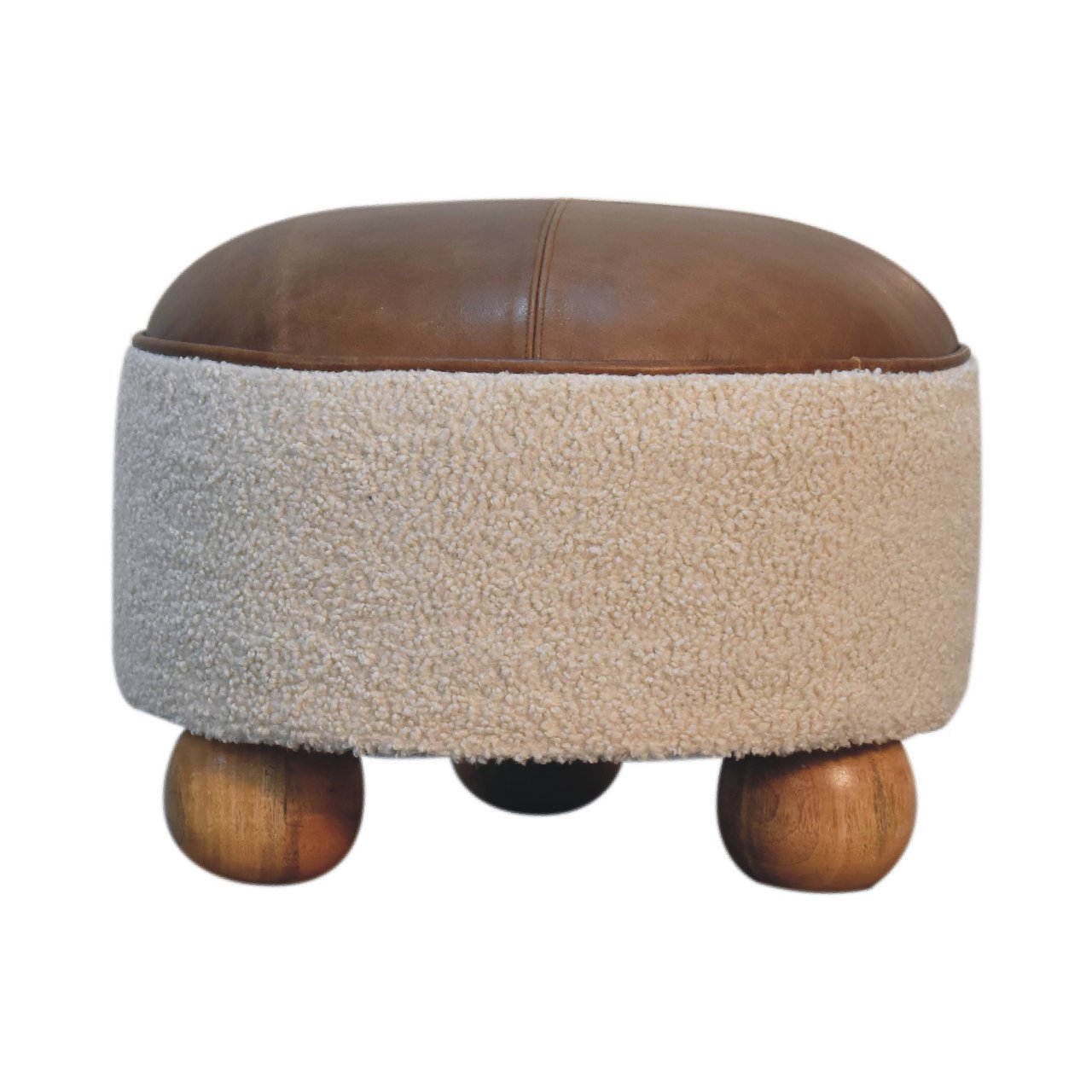 Cream Boucle Buffalo Footstool