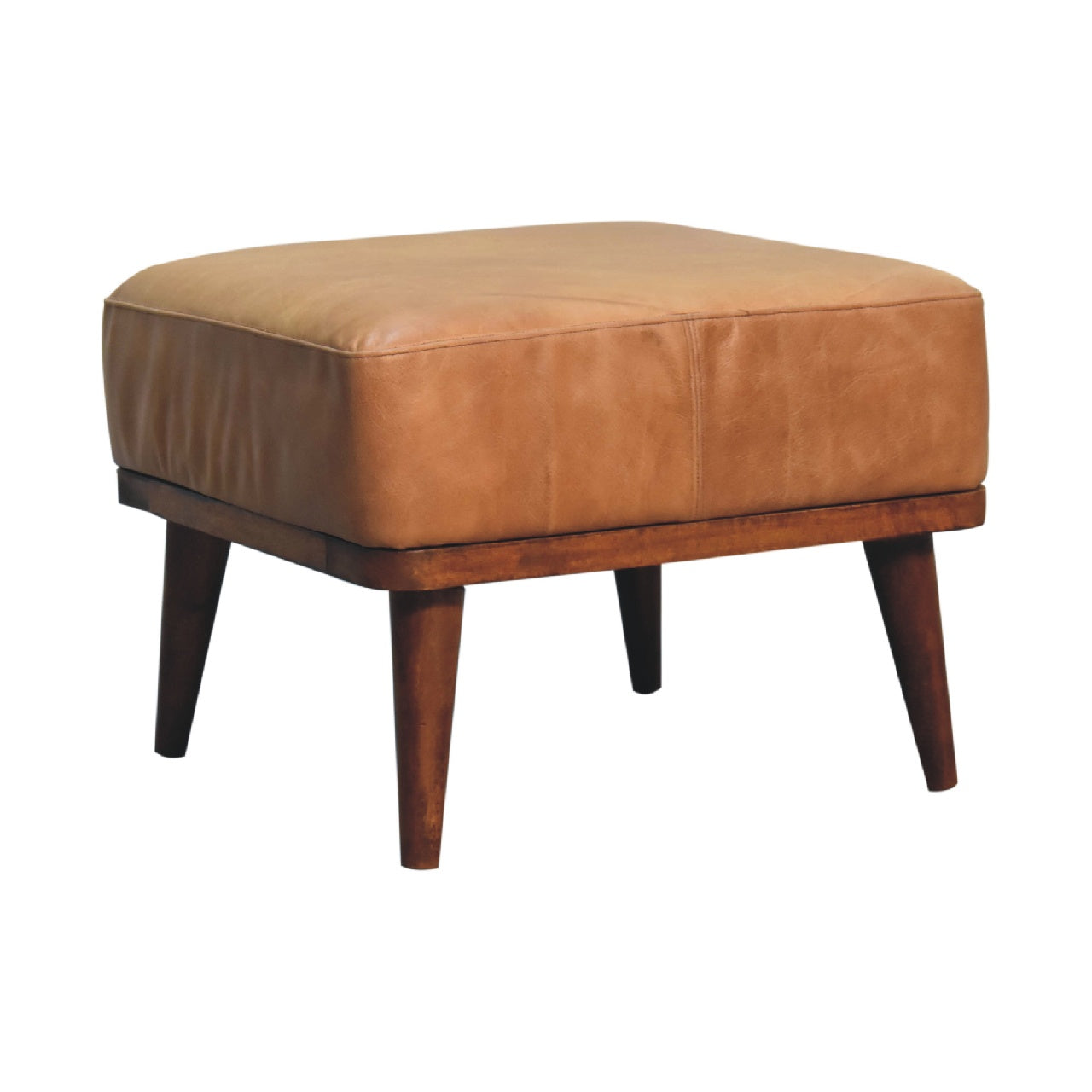 Tan Buffalo Leather Tan Footstool