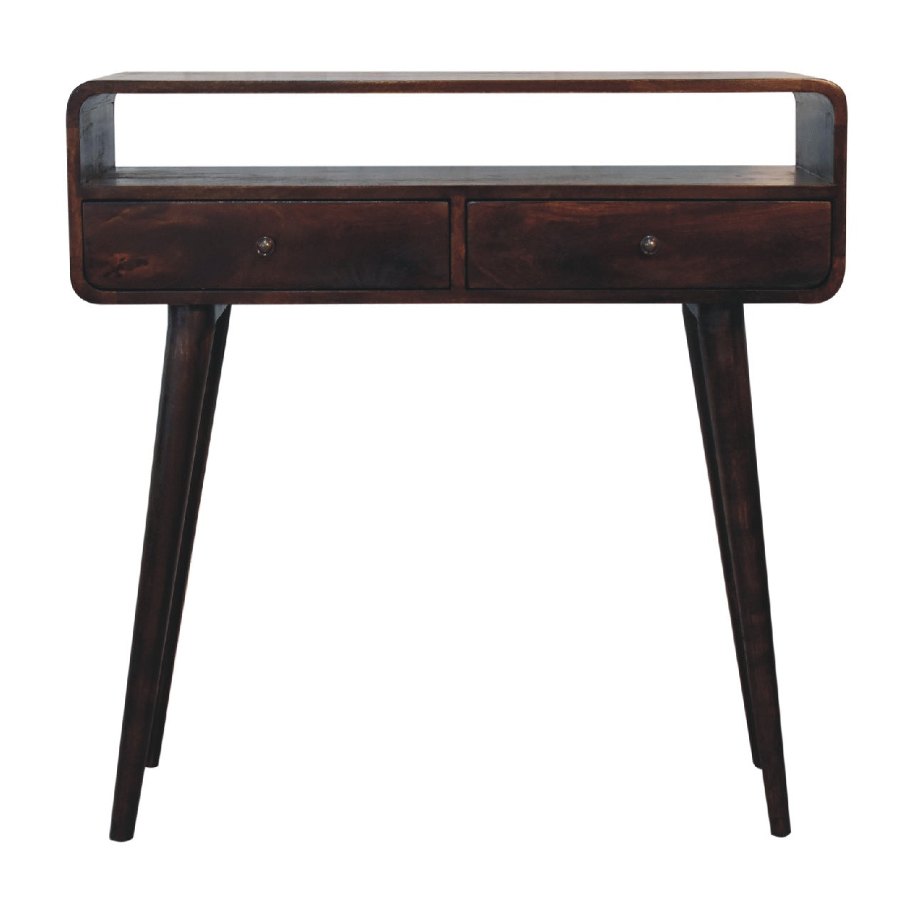 Curved Light Walnut Console Table