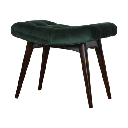 Emerald Velvet Curve Bench