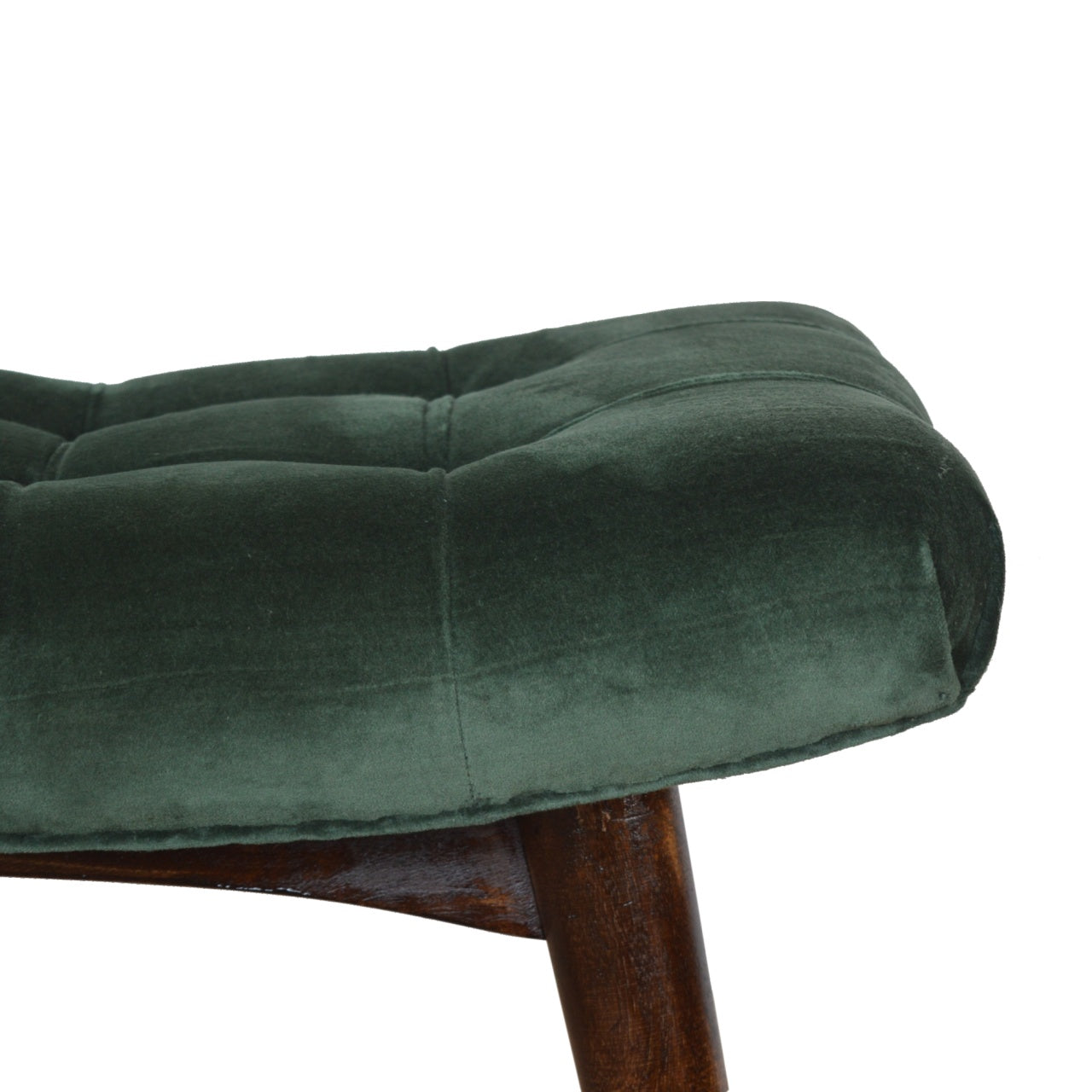 Emerald Velvet Curve Bench