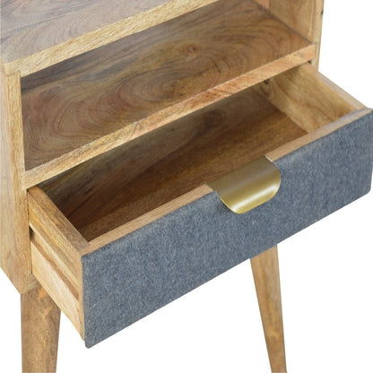 Grey Tweed Bedside with Open Slot