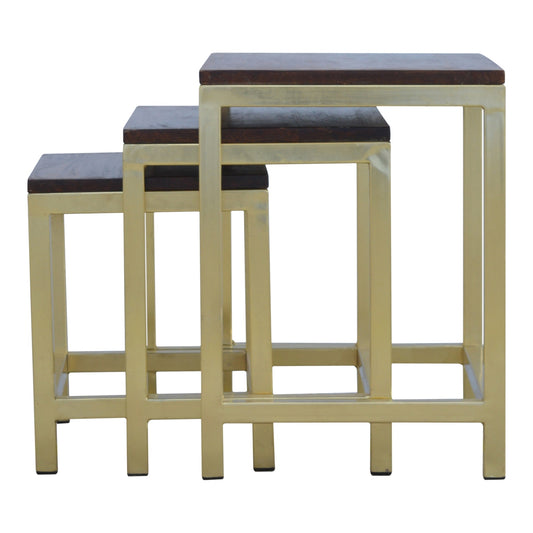 Chunky Gold Stool Set of 3